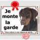 Dobermann marron et Feu Tête, Plaque portail Je Monte la Garde, panneau affiche pancarte, risques périls attention au chien