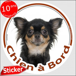 Chihuahua, sticker rond "Chien à Bord" 15 cm