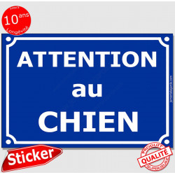 Sticker autocollant Portail "Attention au Chien" Plaque Rue Bleu Marine adhésif