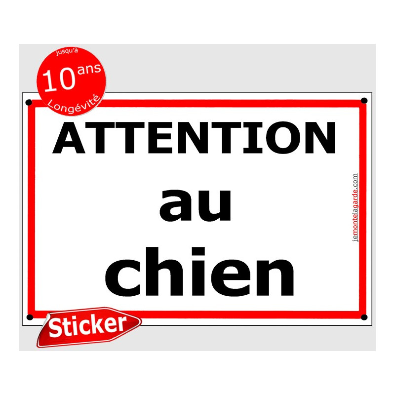 Sticker autocollant adhésif Portail "Attention au Chien" Rue liseré trait Rouge, résiste dehors, fabriqué en France Sticker autocollant adhésif Portail "Attention au Chien" Rue liseré trait Rouge, résiste dehors, fabriqué en France