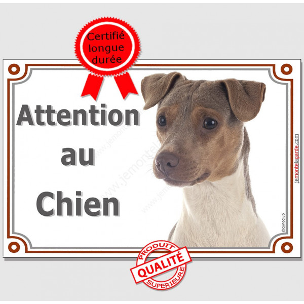 Terrier Brésilien Tête, plaque portail "Attention au Chien" 2 tailles pancarte panneau