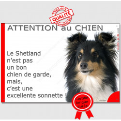 Plaque "Attention au Chien, le Shetland est une sonnette" 24 cm RNG