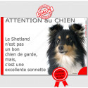 Plaque "Attention au Chien, le Shetland est une sonnette" 24 cm RNG