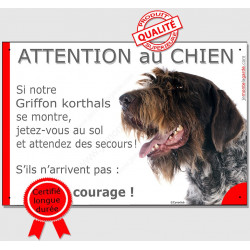 Korthals, plaque humour "Jetez Vous au Sol, Attention au Chien" 24 cm JET