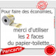 Plaque 16 cm OBI, Merci d'utiliser les 2 faces du papier-toilette...