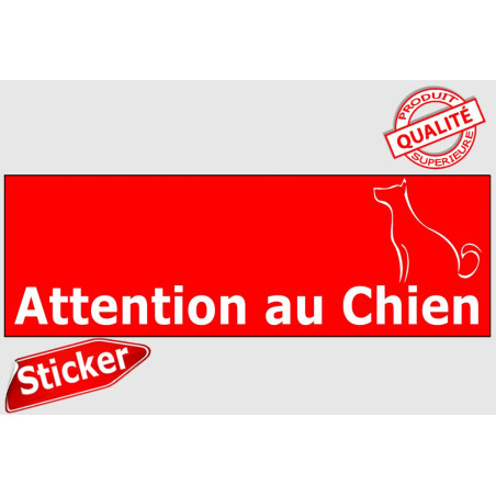 Plaque ou sticker Portail "Attention au Chien" Barre Rouge 2 tailles CLR A