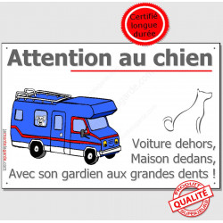 Plaque ou Sticker "Attention au Chien" Camping-Car 24 cm OBI C