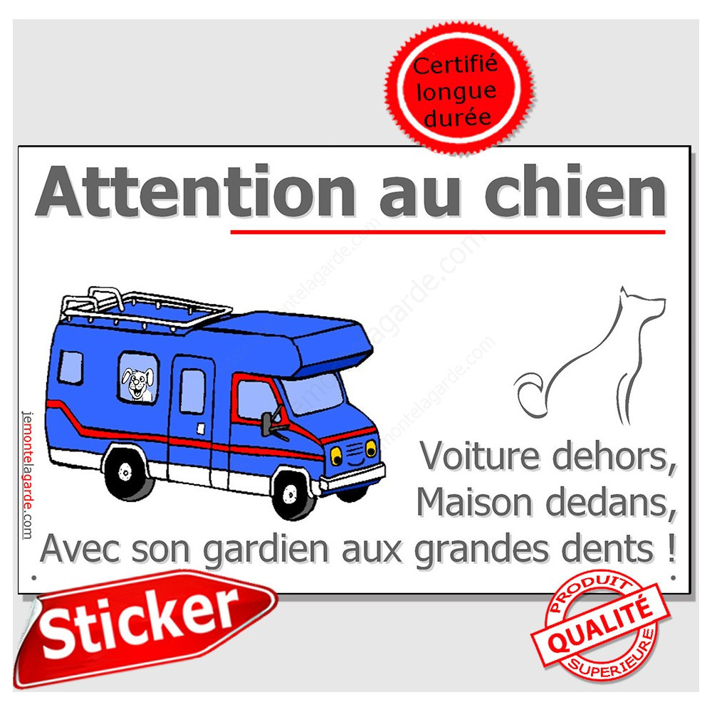 Camping-Car, Plaque ou sticker Portail Attention au Chien