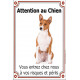 Basenji, Plaque Portail verticale "Attention au Chien, risques périls" pancarte, affiche panneau photo