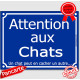 Plaque portail bleue humour "Attention aux Chats", un chat peut en cacher un autre, 16 cm, pancarte pluriel