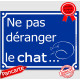 Plaque portail bleue humour "Ne pas déranger le Chat" 16 cm, pancarte drole panneau attention