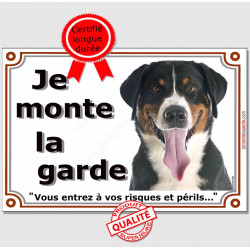 Bouvier Suisse, plaque portail "Je Monte la Garde" 24 cm LUX