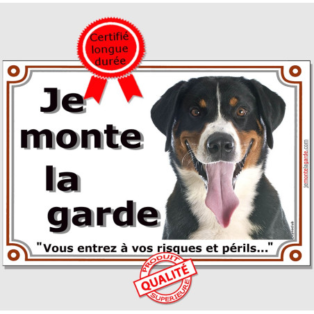 Bouvier Suisse, plaque portail "Je Monte la Garde" 24 cm LUX Bouvier Suisse, plaque portail "Je Monte la Garde" 24 cm LUX