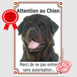 Rottweiler, plaque verticale "Attention au Chien" 24 cm VL