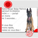 Malinois, plaque humour "distance Niche - Portail 3 secondes" 24 cm 3SEC