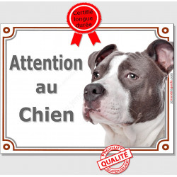 Amstaff bleu, plaque portail "Attention au Chien" 2 tailles LUX D