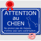 Attention au Chien, ne prenez pas de risques, n'entrez pas sans autorisation., Plaque bleu portail humour marrant drôle panneau