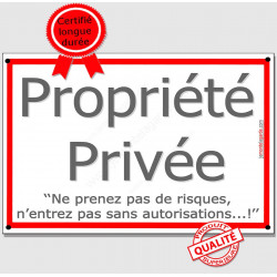 Plaque Portail "Propriété Privée Autorisation" Liseré Rouge 2 tailles ECO C