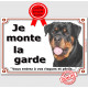 Rottweiler Buste, Plaque portail Je Monte la Garde, panneau affiche pancarte, risques périls attention au chien photo