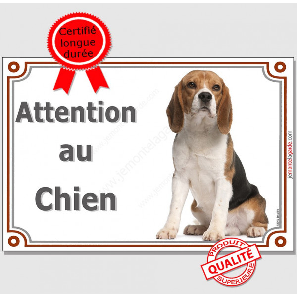 Beagle Panneau Portail Attention au Chien, plaque affiche pancarte