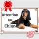 Cocker Anglais noir et feu, plaque portail "Attention au Chien" panneau pancarte affiche photo