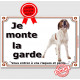 Epagneul Breton Orangeplaque portail "Je Monte la Garde, risques périls" pancarte panneau photo affiche espagnol