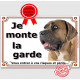 Cane Corso fauve, plaque portail "Je Monte la Garde, risques périls" pancarte photo Attention au Chien