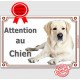 Labrador Sable Couché, plaque portail "Attention au Chien" pancarte affiche panneau
