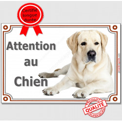 Labrador Sable, plaque "Attention au Chien" 2 tailles LUX C