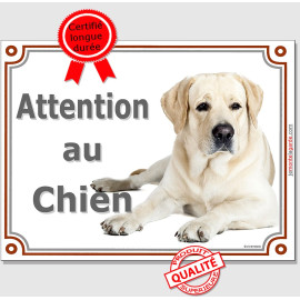 Labrador Sable, plaque "Attention au Chien" 2 tailles LUX C