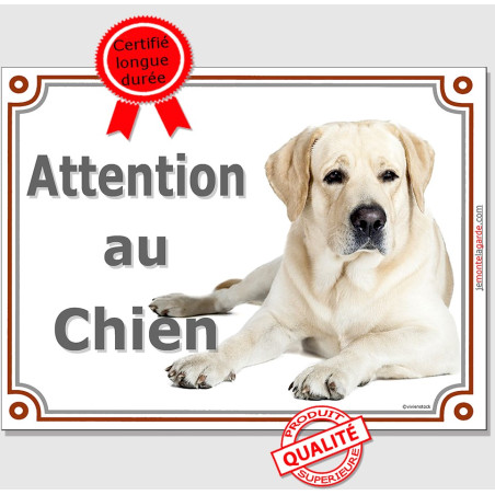 Labrador Sable, plaque "Attention au Chien" 2 tailles LUX C