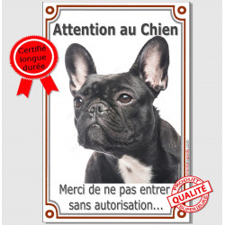 Bouledogue Français, plaque verticale "Attention au Chien" 24 cm VL