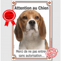 Beagle, pancarte verticale "Attention au Chien" 24 cm VL
