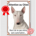 Bull Terrier, plaque verticale "Attention au Chien" 24 cm VLC