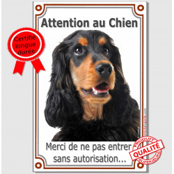 Cocker Anglais Noir et Feu, Pancarte Portail Verticale Attention au Chien, panneau plaque interdit sans autorisation photo