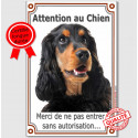 Cocker Anglais, plaque verticale "Attention au Chien" 24 cm VL