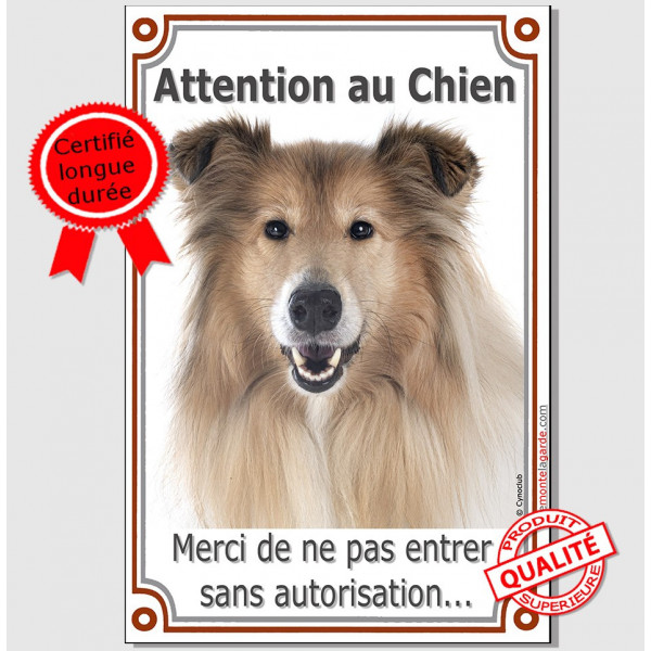 Colley Fauve, Pancarte Portail Vertical "Attention au Chien, interdit sans autorisation" panneau affiche photo