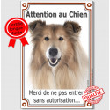 Colley Fauve, plaque verticale "Attention au chien" 24 cm VLC