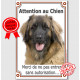 Leonberg, Plaque Portail Verticale "Attention au chien, interdit sans autorisation" pancarte affiche panneau photo