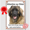 Leonberg , plaque verticale "Attention au Chien" 24 cm VL