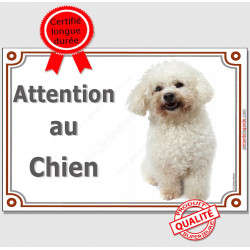 Bichon Frisé, Pancarte Portail "Attention au Chien" panneau plaque affiche photo race