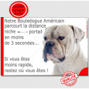 Bouledogue USA, plaque humour "distance Niche - Portail" 24 cm