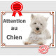 Plaque portail 2 tailles Attention au Chien, Westie couché pancarte panneau Westy photo