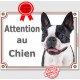 Plaque portail "Attention au Chien" Boston Terrier Tête pancarte panneau photo