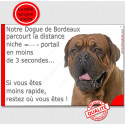 Dogue Bordeaux, plaque humour "distance Niche - Portail" 24 cm