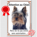 Yorkshire, plaque verticale "Attention au Chien" 24 cm VL