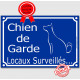 Plaque portail bleue "Chien de garde, locaux surveillés..." pancarte panneau attention au chien surveillance