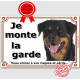 Plaque portail Rottweiler Tête "Je Monte la Garde, risques et périls" pancarte, panneau attention au chien photo