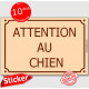Sticker autocollant adhésif Portail "Attention au Chien" façon plaque Rue beige sable, ton pierre