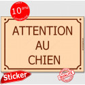 Sticker Portail "Attention au Chien" Rue Beige 24 cm CLR